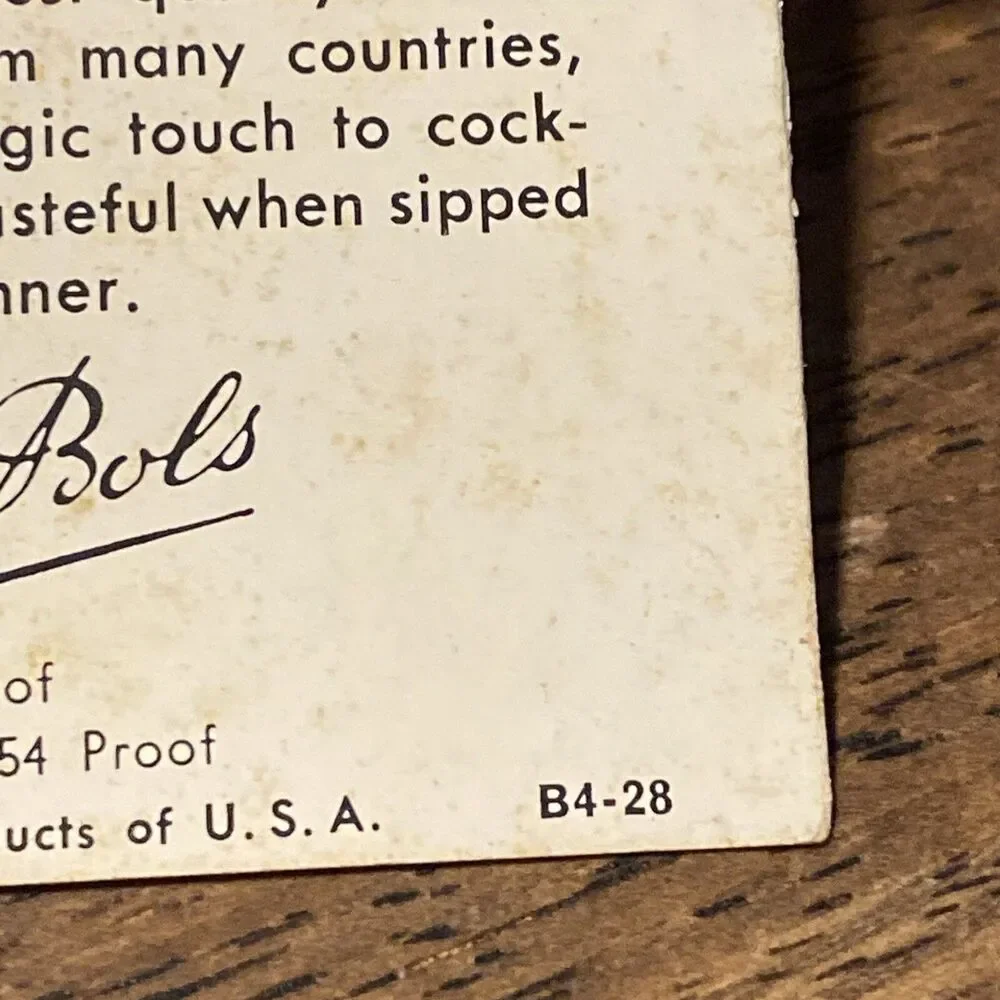 RARE Bols Liqueurs Advertising PINK SQUIRREL Folding Table Card Louisville KY